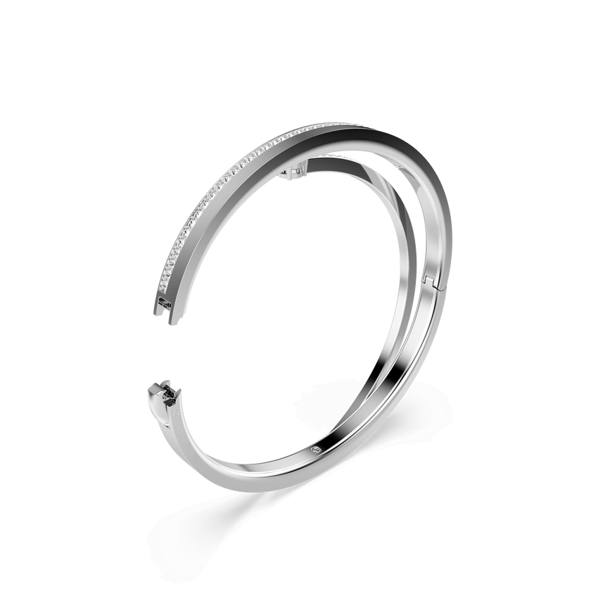 swarovski fresh bangle  round cut  white  rhodium plated