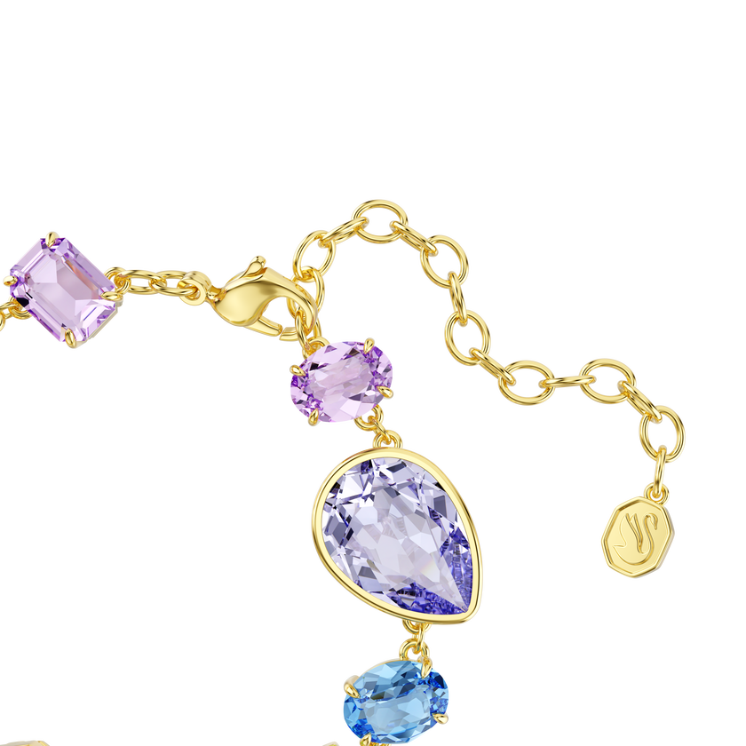 swarovski gema bracelet  mixed cuts  multicolored  gold tone plated
