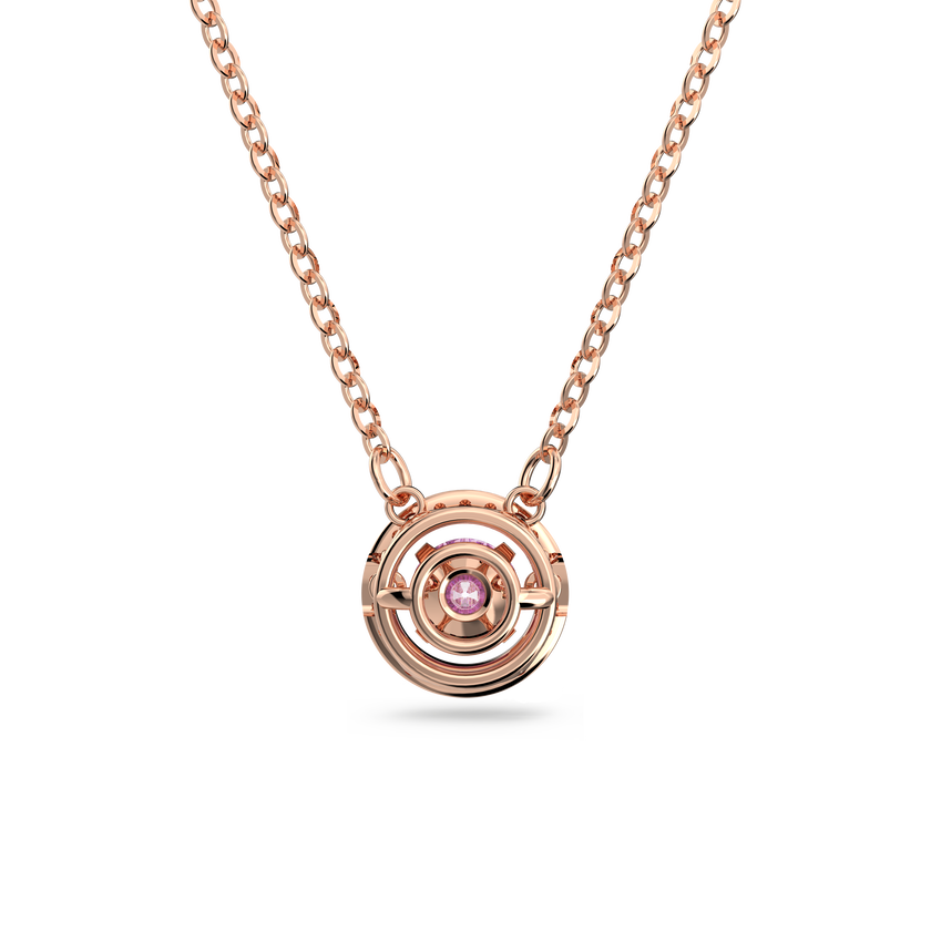 swarovski sparkling dance pendant  round cut  long  purple  rose gold tone plated