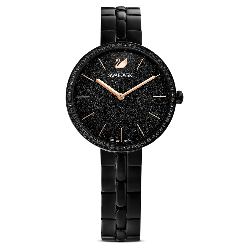 swarovski cosmopolitan watch  swiss made  metal bracelet  black  black finish