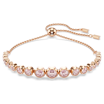 swarovski imber bracelet  mixed round cuts  pink  18k rose gold finish