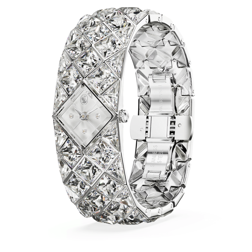 swarovski curiosa bangle watch  crystal bracelet  silver tone  stainless steel