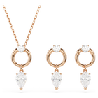 swarovski mesmera set pear cut round cut white rose gold tone plated