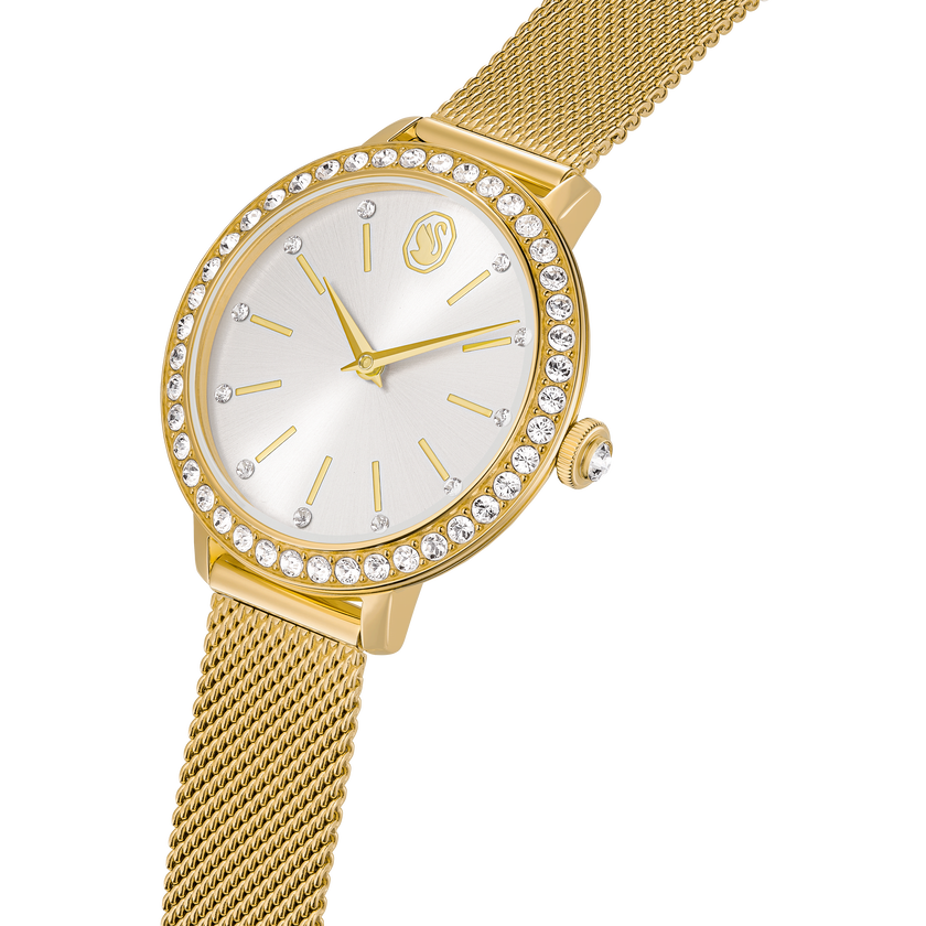 swarovski certa watch  metal bracelet  gold tone  gold tone finish