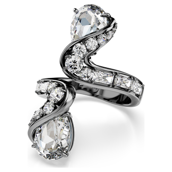 swarovski the vienna collection open ring feather white ruthenium plated