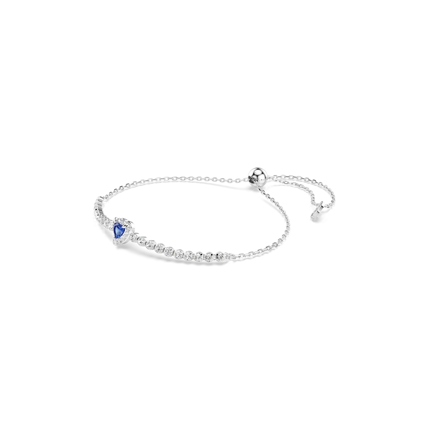 swarovski one bracelet  mixed cuts  heart  blue  rhodium plated
