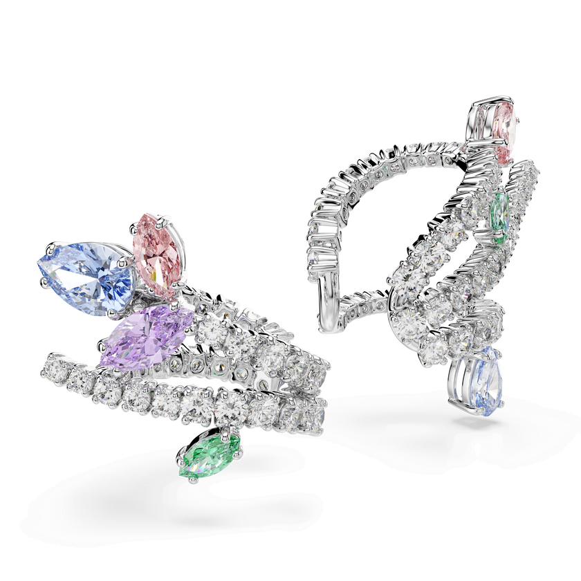 ariana grande x swarovski ear cuffs  mixed cuts  multicolored  rhodium plated