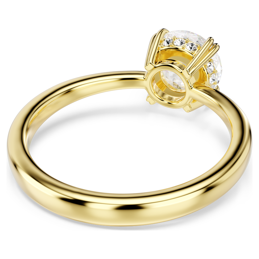 swarovski stilla attract cocktail ring  round cut  white  gold tone plated