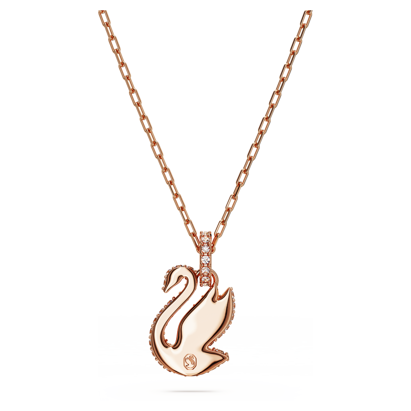 swarovski swan pendant  swan  small  white  rose gold tone plated