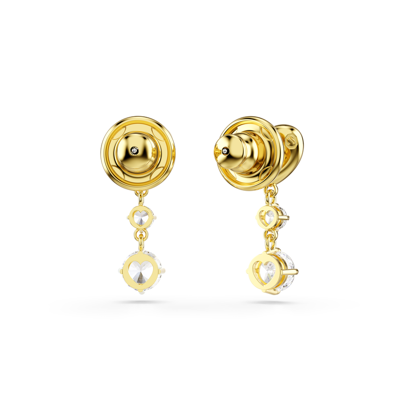 swarovski lifelong drop earrings  round cut  heart  white  18k gold finish