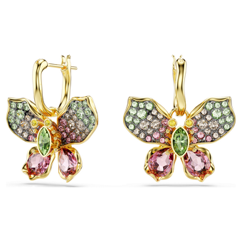 swarovski idyllia drop earrings mixed cuts pav butterfly multicolored mixed metal finish
