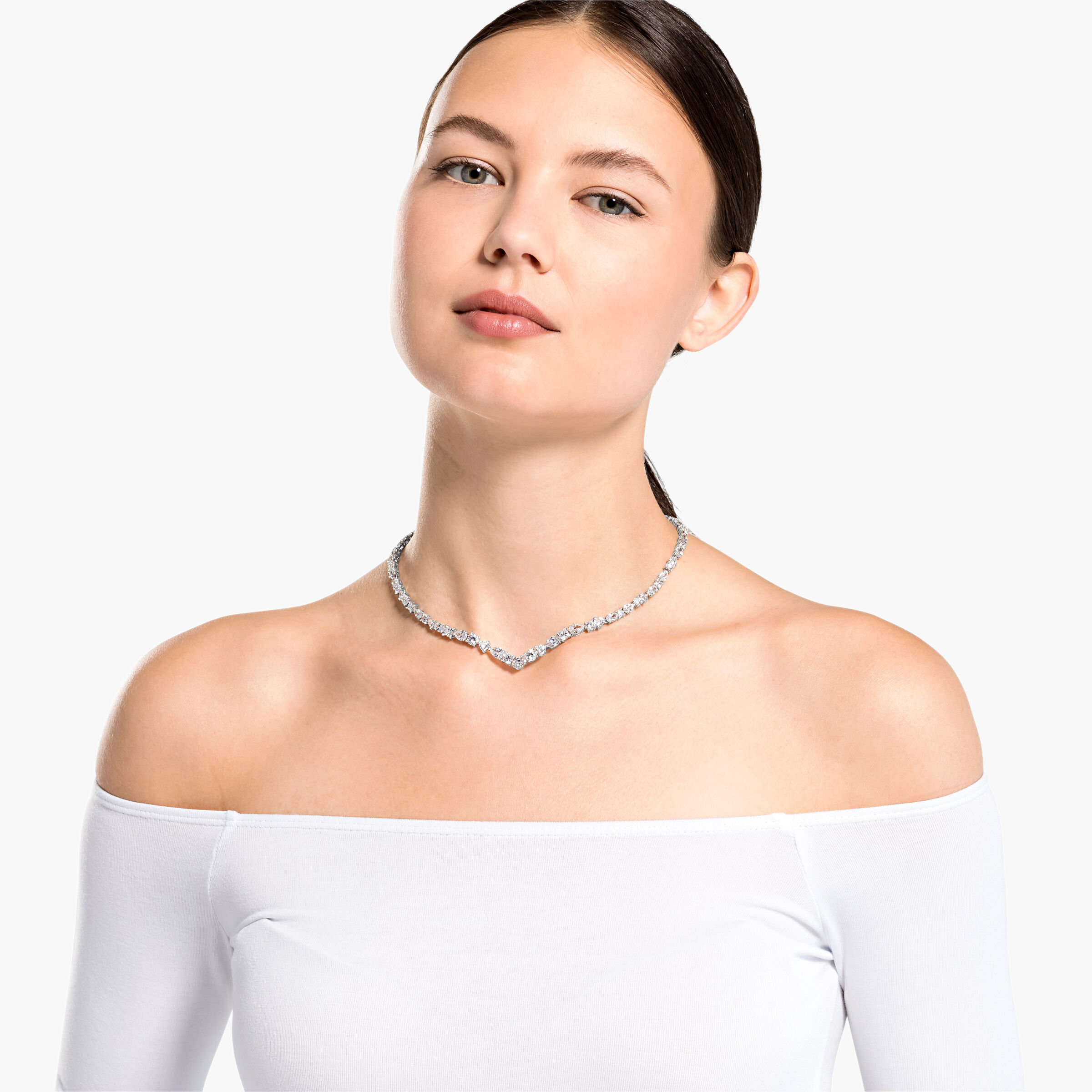 Swarovski tennis deluxe necklace hot sale white rhodium plated