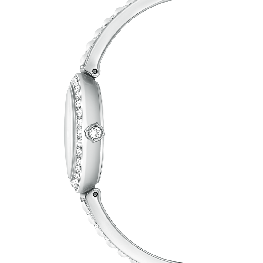 swarovski matrix pearl bangle watch  swiss made  crystal bracelet  white  stainless steel