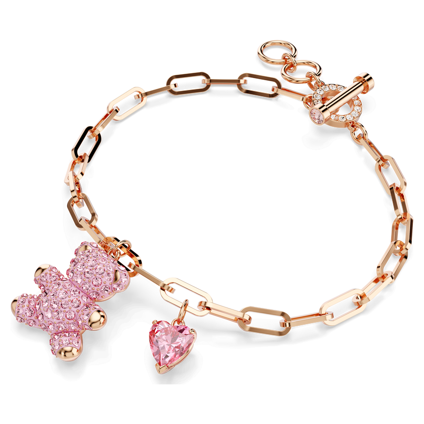 swarovski teddy bracelet  pink  rose gold tone plated