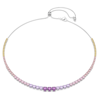 Matrix Tennis necklace, Gradient of round cuts, Multicolored, Rhodium plated swarovski matrix tennis necklace gradient of round cuts multicolored rhodium plated