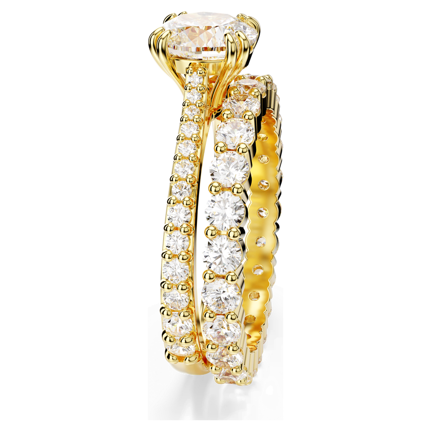 swarovski stilla ring  set  2   round cut  white  18k gold finish