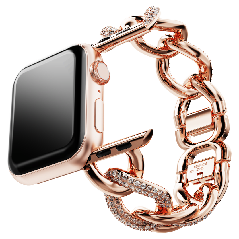 swarovski chain strap  for apple watch  40mm   41mm  rose gold tone  rose gold tone finish
