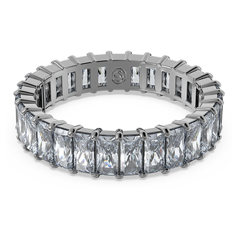 swarovski matrix ring baguette cut gray ruthenium plated