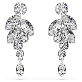 swarovski diapason drop earrings  mixed cuts  white  rhodium plated