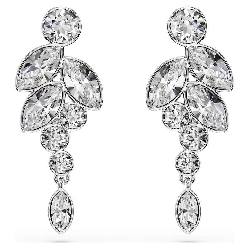 swarovski diapason drop earrings  mixed cuts  white  rhodium plated