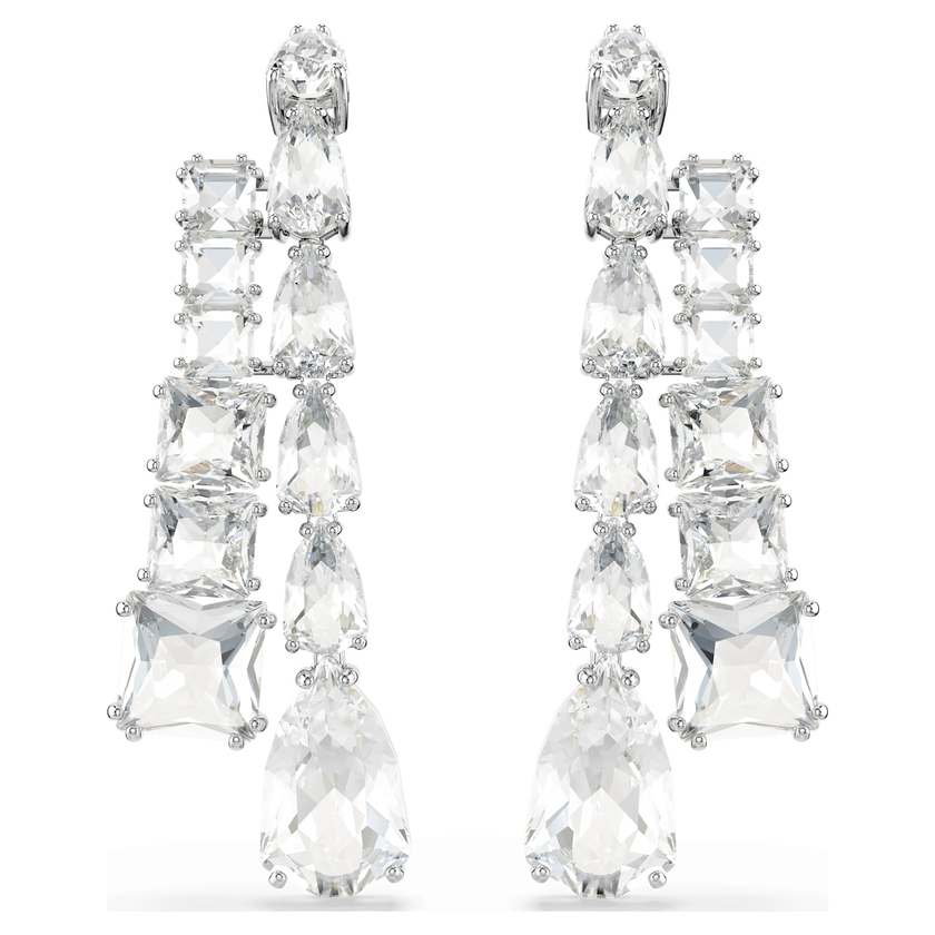 swarovski matrix drop earrings  mixed cuts  white  rhodium plated