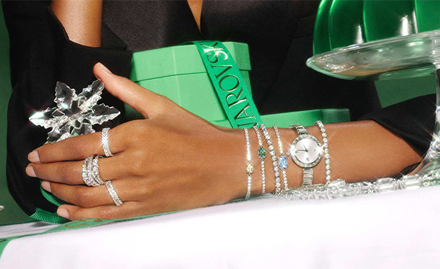 Swarovski diagonal bracelet leather discount