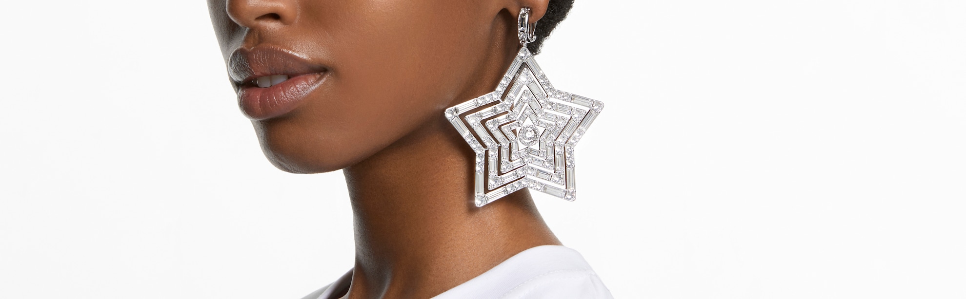 swarovski clip earrings with crystals