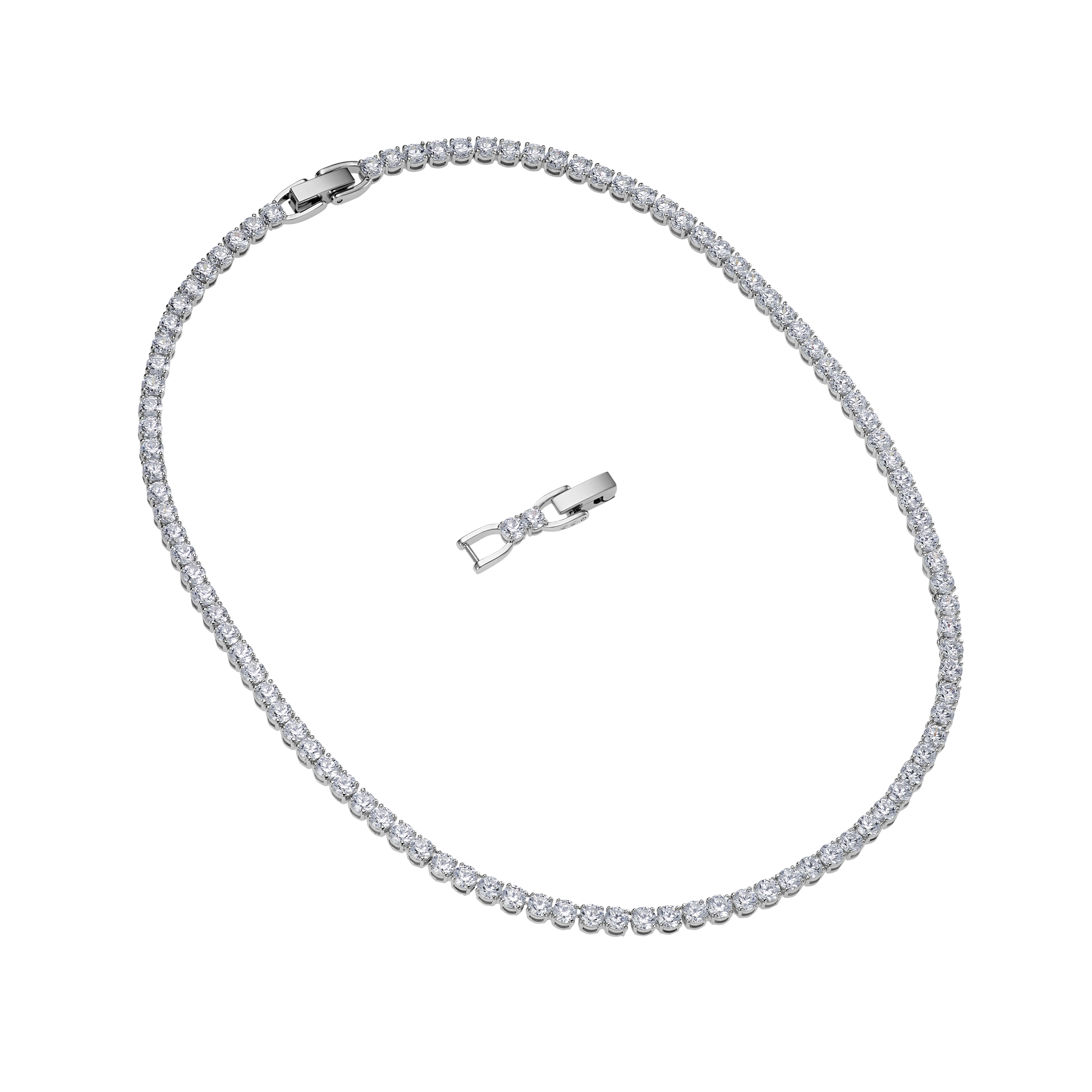 tennis deluxe v necklace mixed cuts white rhodium plated